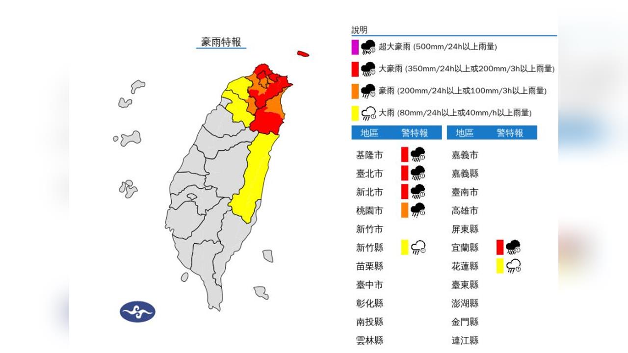 快新聞/下不停!7縣市雨彈狂炸 北北基宜慎防大豪雨