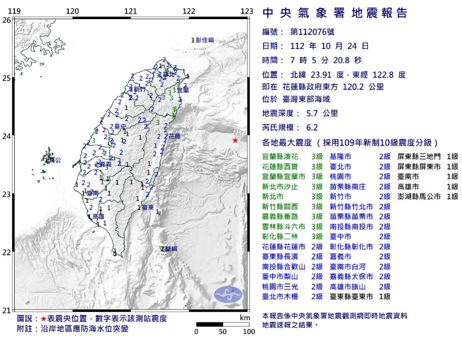 快新聞／地震！台北晃超大  東部海域規模6.2地震   北捷、中捷一度降速行駛