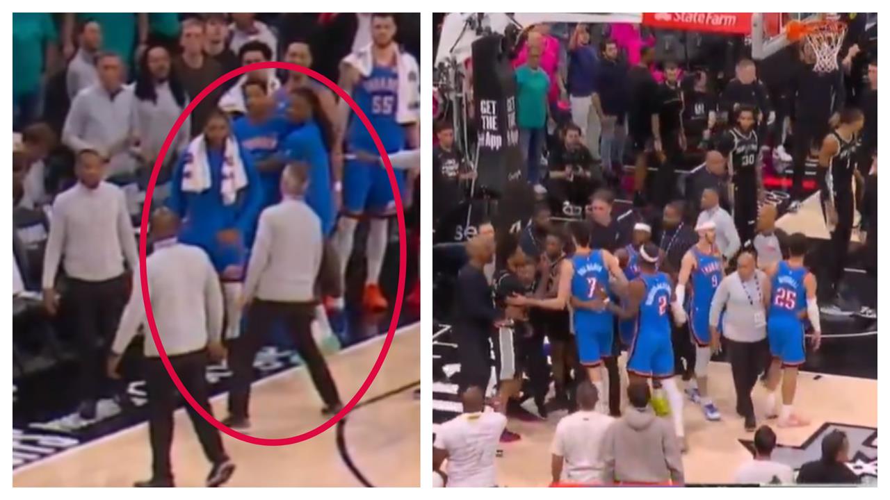 NBA(影)/嚇到教練!馬刺雷霆「大場面衝突」板凳球員「假動作」衝上場網友笑翻