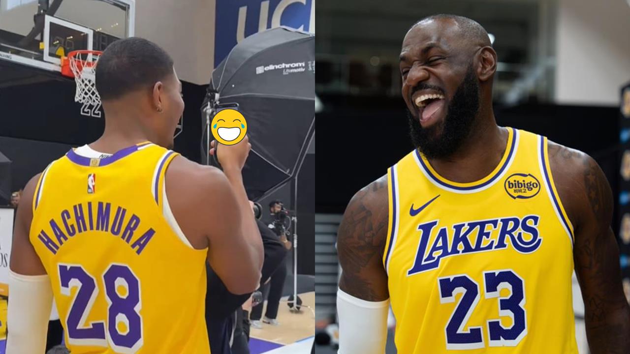 NBA(影)／好好笑！八村壘媒體日偷拍詹皇竟獲「中指回敬」　隔壁皇子憋笑超痛苦