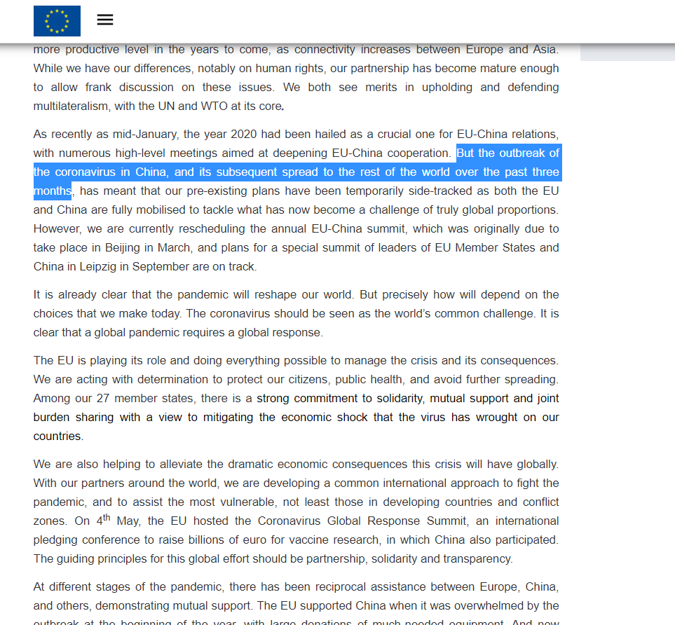 歐盟使節文章提及武肺疫情起源 竟遭中國施壓刪除