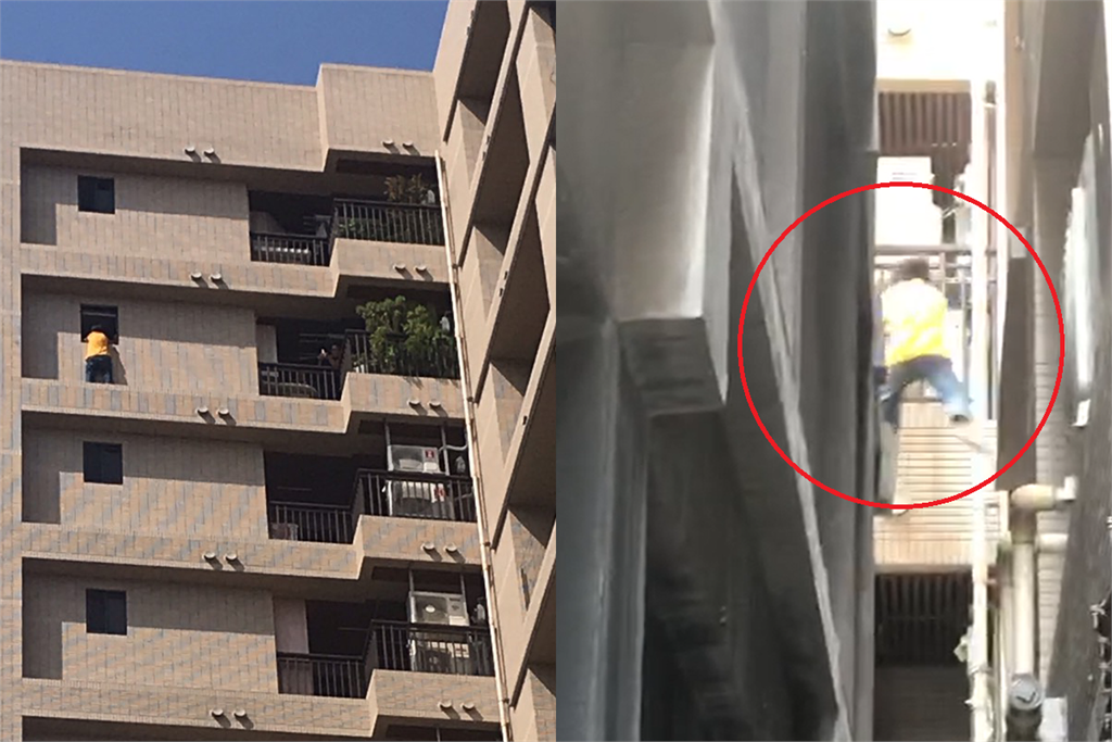 快新聞／【影】男子西門町持刀傷人「蜘蛛人式」爬上14樓！ 警圍捕畫面曝光