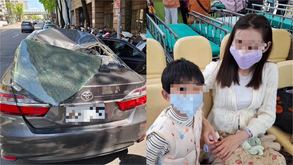 快新聞／怎有石塊從天而降？　北市大樓外牆剝落意外砸傷車上母子