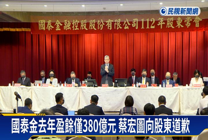 國泰金去年盈餘僅380億元　蔡宏圖向股東道歉