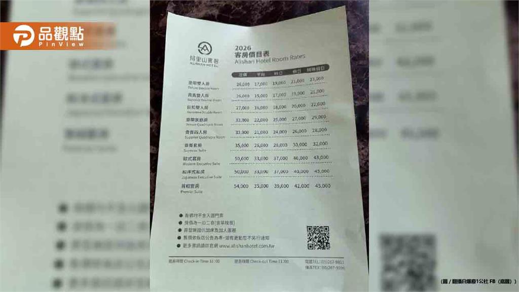 阿里山賓館首相套房一晚飆4.5萬!網驚:差點以為是越南盾