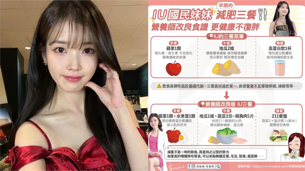 國民妹妹出道時狂甩14kg「臉從U→V」！營養師曝「改良版IU減重菜單」