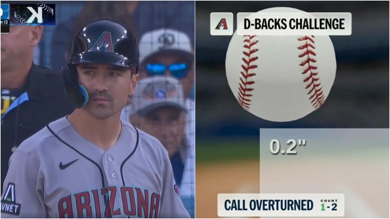 MLB(影)/只差0.5公分!卡仔鷹眼「確信拍頭」挑戰成功 對決山本由伸逃過三振