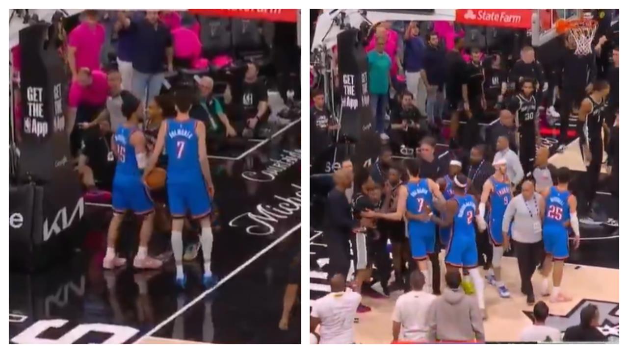 NBA(影)/西區冠軍賽G3大場面來了!馬刺雷霆球員「全武行」場面一度失控