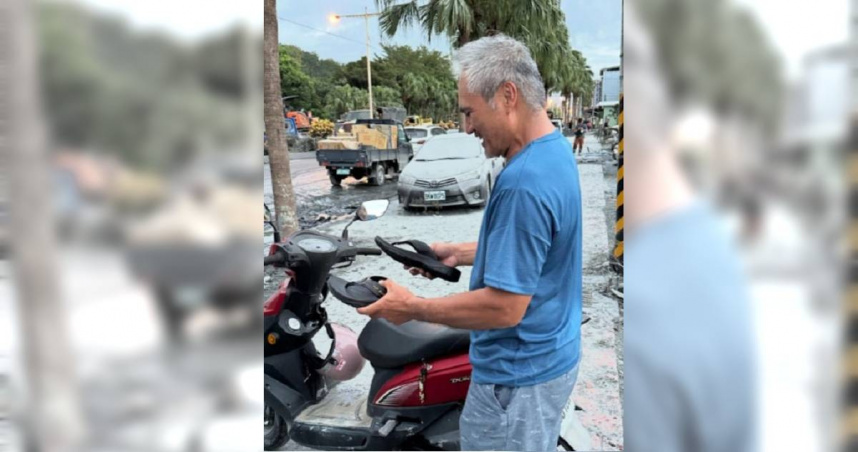 穿拖鞋跑贏洪水的男人　花蓮阿公收到新鞋笑開懷