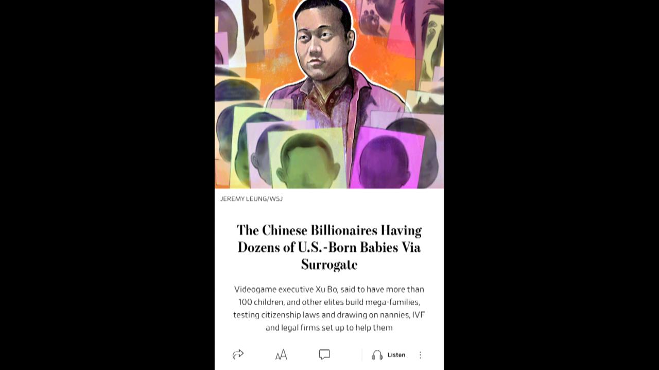 中國富豪赴美找代孕「生1百個小孩」 號稱建立家族王朝