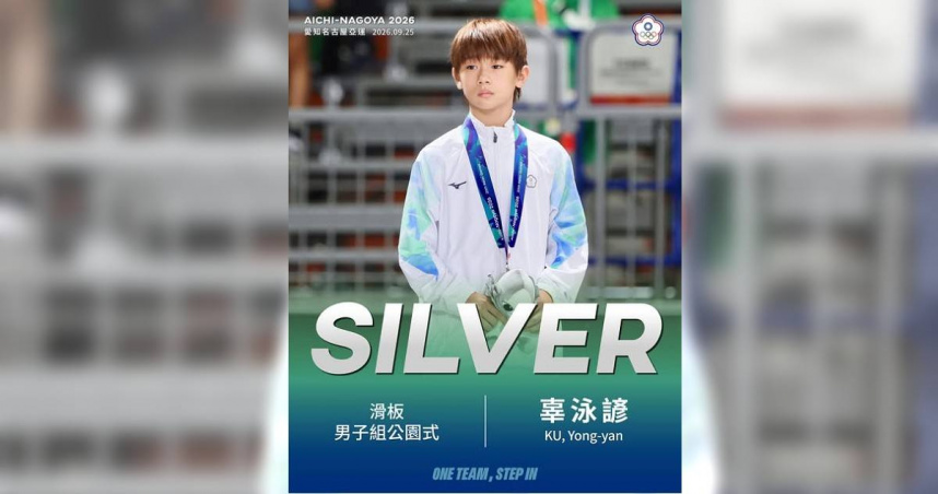 亞運／12歲辜泳諺強心臟！滑板決賽逆轉奪銀　台灣亞運連摘2面獎牌