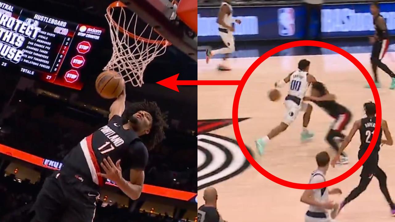 NBA(影)／時間暫停器！獨行俠小將「球運一運就沒了」拓荒者神偷加碼大風車飛扣