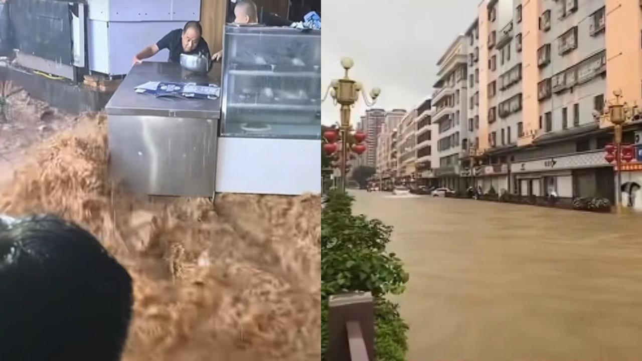 暴雨炸中國西安！夜市慘成「黃湯漂漂河」災情畫面瘋傳小粉紅崩潰：今年到底怎麼了？