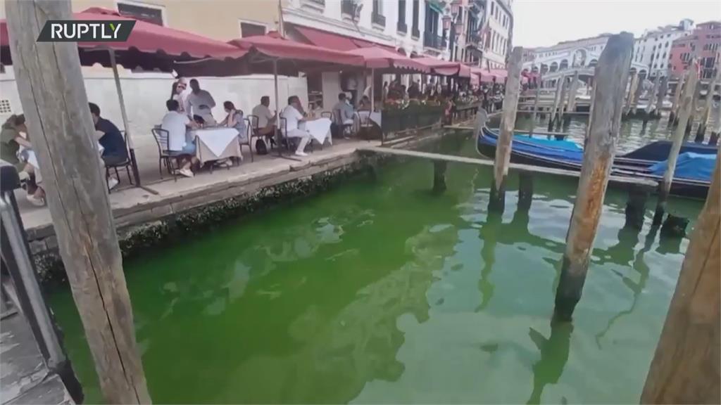 威尼斯大運河泛詭異「螢光綠」　民眾懷疑環團再出過激手段