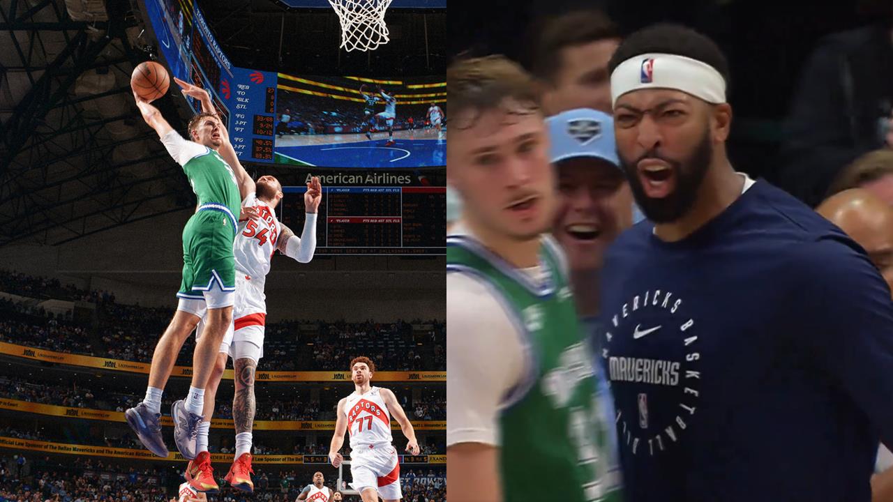 NBA(影)/把你釘在主場當海報!獨行俠狀元「隔空顏扣暴龍中鋒」學長AD超興奮