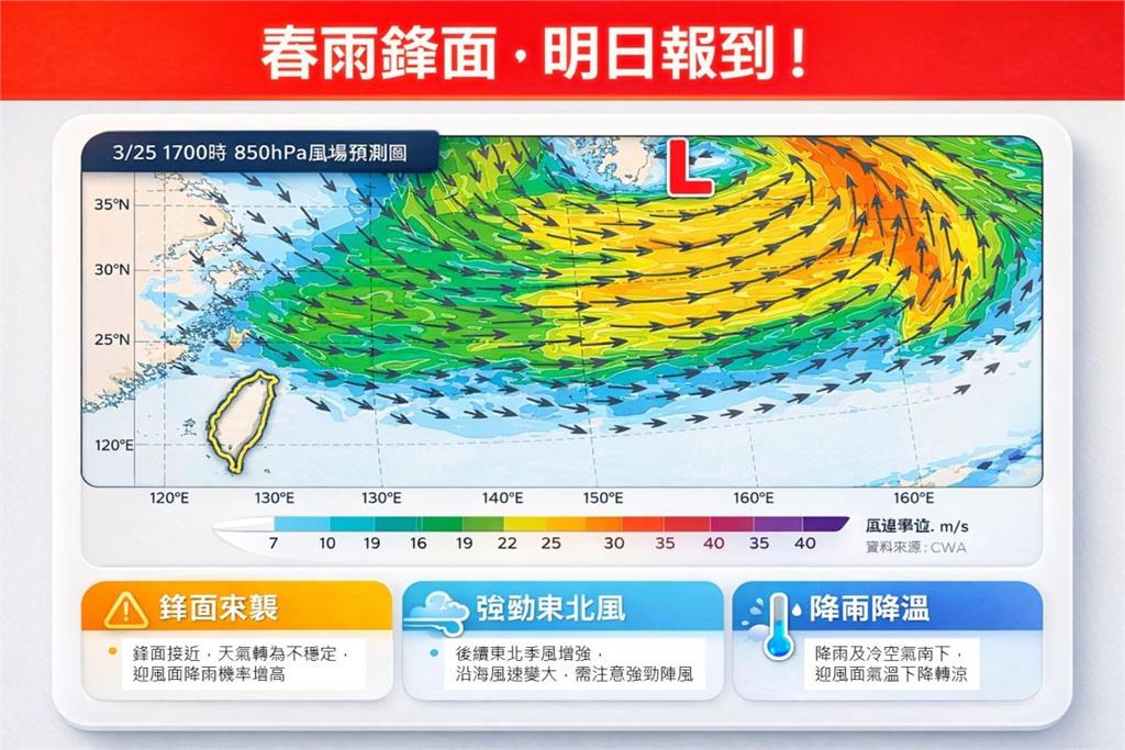 好天氣終結！明起北東轉濕涼　專家：春雨鋒面報到