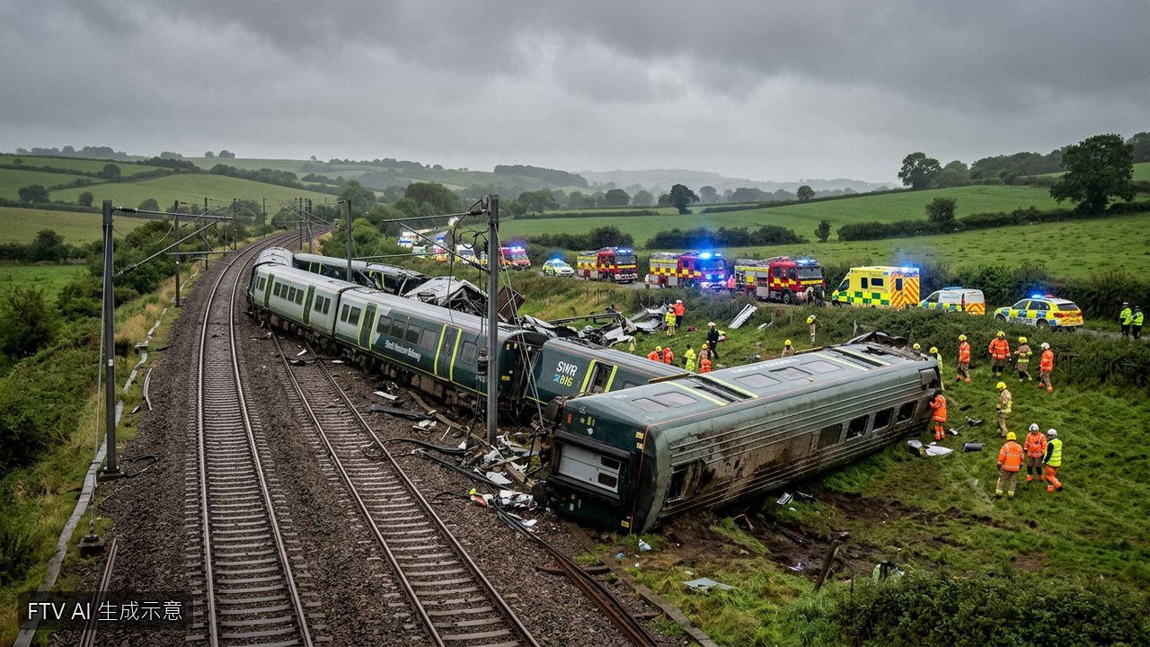 英國東南部通勤火車脫軌　至少3車廂翻覆、2人重傷