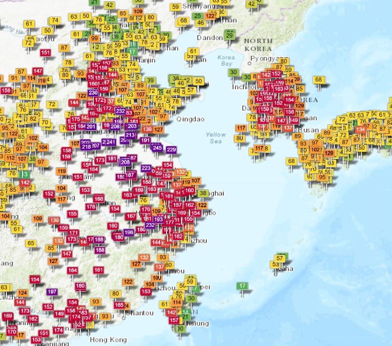 快新聞／中國北方部分空污被吹散！ 鄭明典一張圖曝：有部分往韓國、日本方向漂