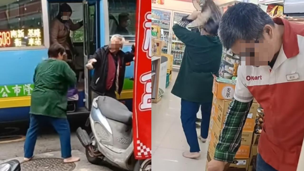 阿公嗆一句「你X小」引爆衝突!阿嬤拿傘狂毆追進超商…店員「超淡定反應」引熱議