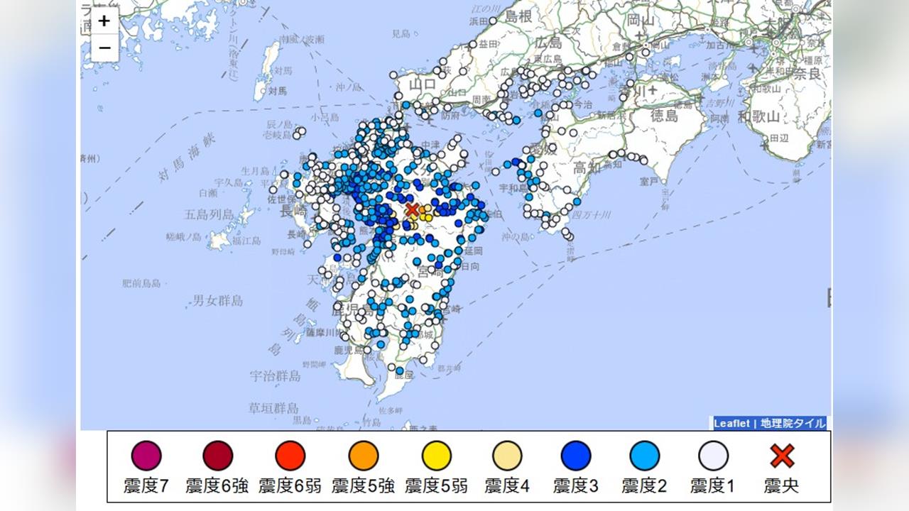 日九州熊本5.8強震 數噸重巨石砸毀車輛