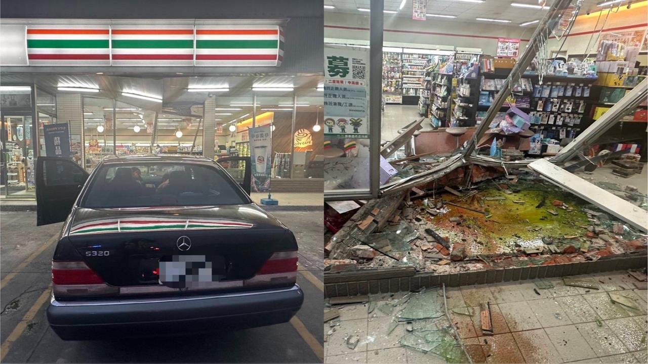 最新/阿北!這裡不是得來速 76歲翁開賓士誤踩油門撞進小7慘狀曝