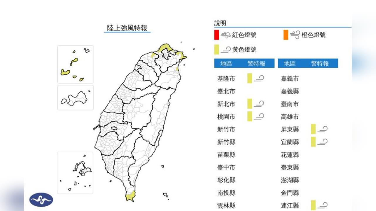 快新聞／熱帶低壓+颱風外圍發威！6縣市陸上強風特報　恐達8級陣風