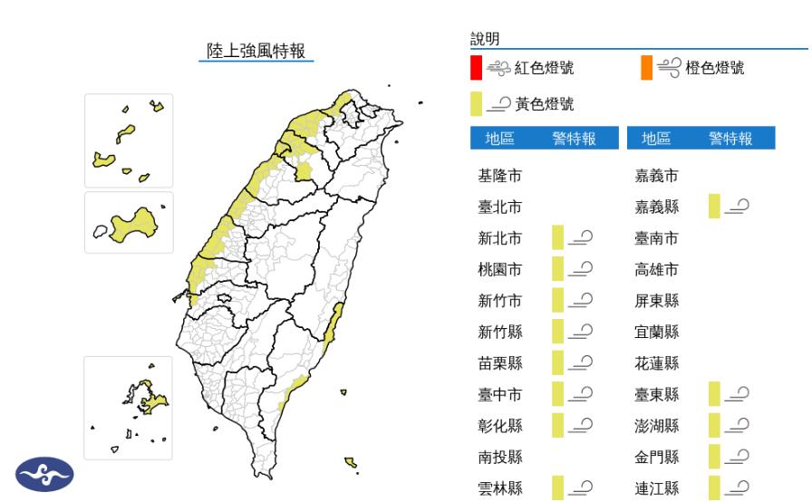 快新聞／西南風偏強！13縣市陸上強風特報　恐達8級陣風