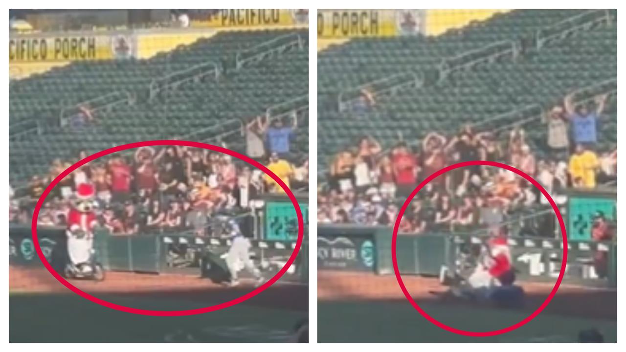 MLB／道奇球員遭吉祥物撞倒大場面！「騎滑板車」意外事故網友瘋傳