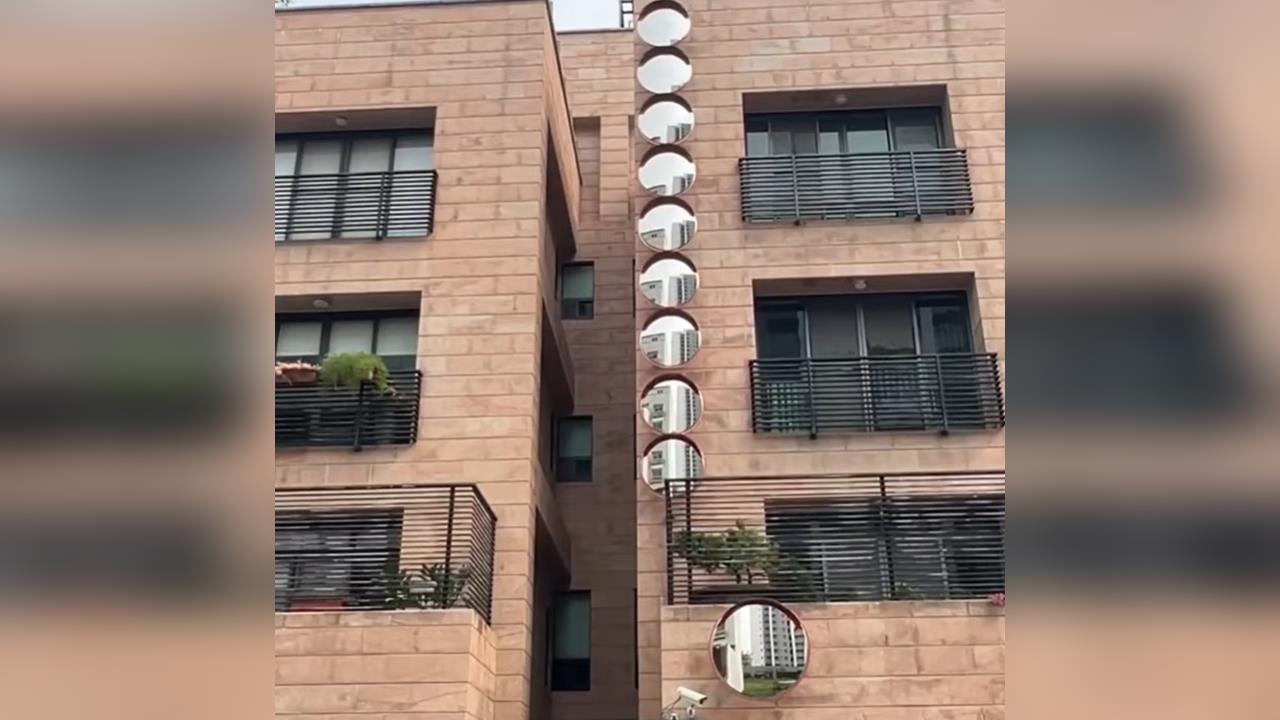 快新聞／風水考量擋煞？台南豪宅外牆連掛10面反光鏡　市府這樣說