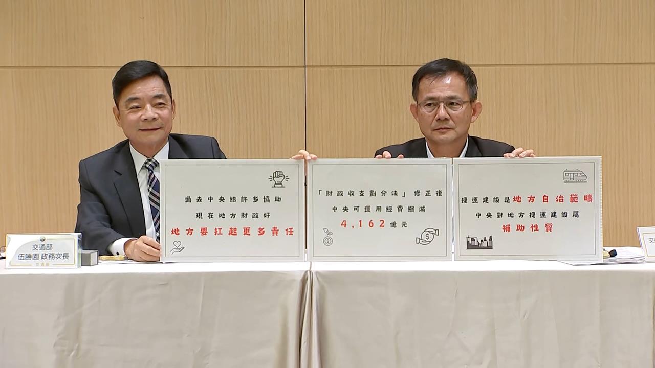 駁斥砍藍營縣市補助　交通部：全力支持地方捷運建設