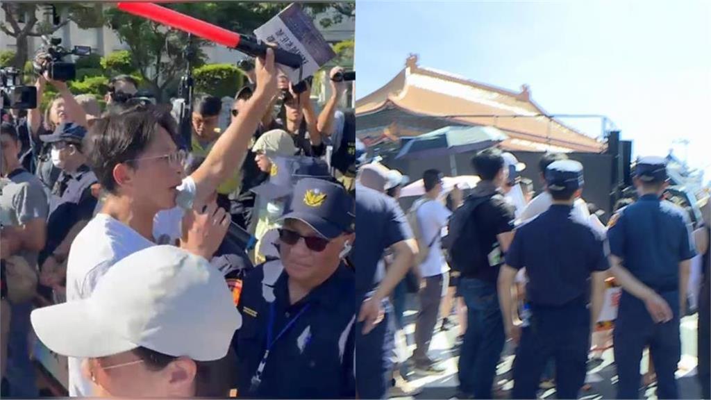 黃國昌不滿遊行遭阻攔帶頭嗆警「可恥」!不滿警做表情還轟:沒什麼好笑