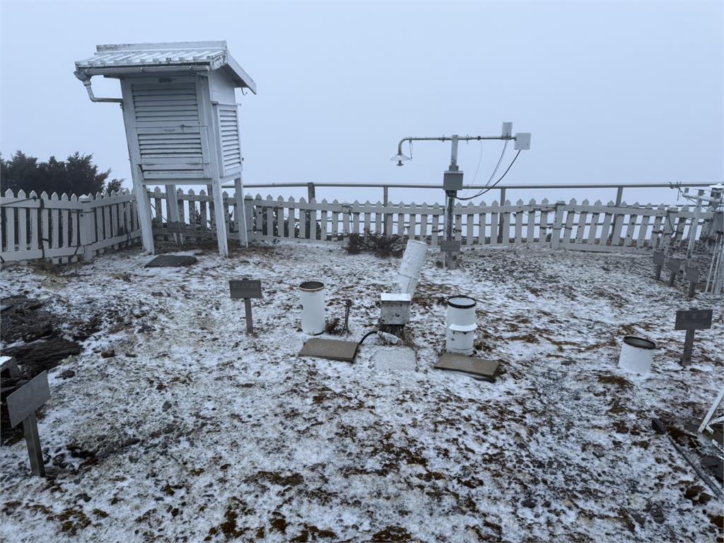 快新聞／玉山今晨低溫「0.3度」　雨夾冰霰再現銀白世界