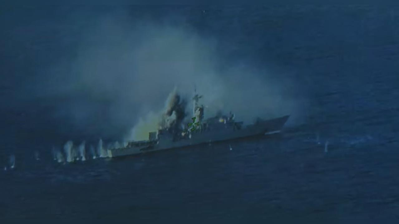 快新聞／蘭陽艦「最後任務」畫面曝光！各型飛彈狂轟　艦身炸出巨大火光