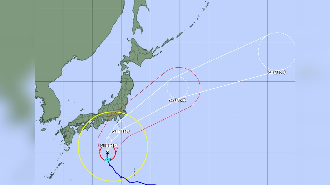 中颱杜鵑最快21日午後逼近東日本 氣象單位示警 恐引發強風暴雨