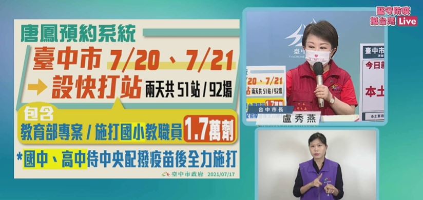 快新聞／台中國小教職員1.7萬劑AZ疫苗到貨　盧秀燕：7/20開打