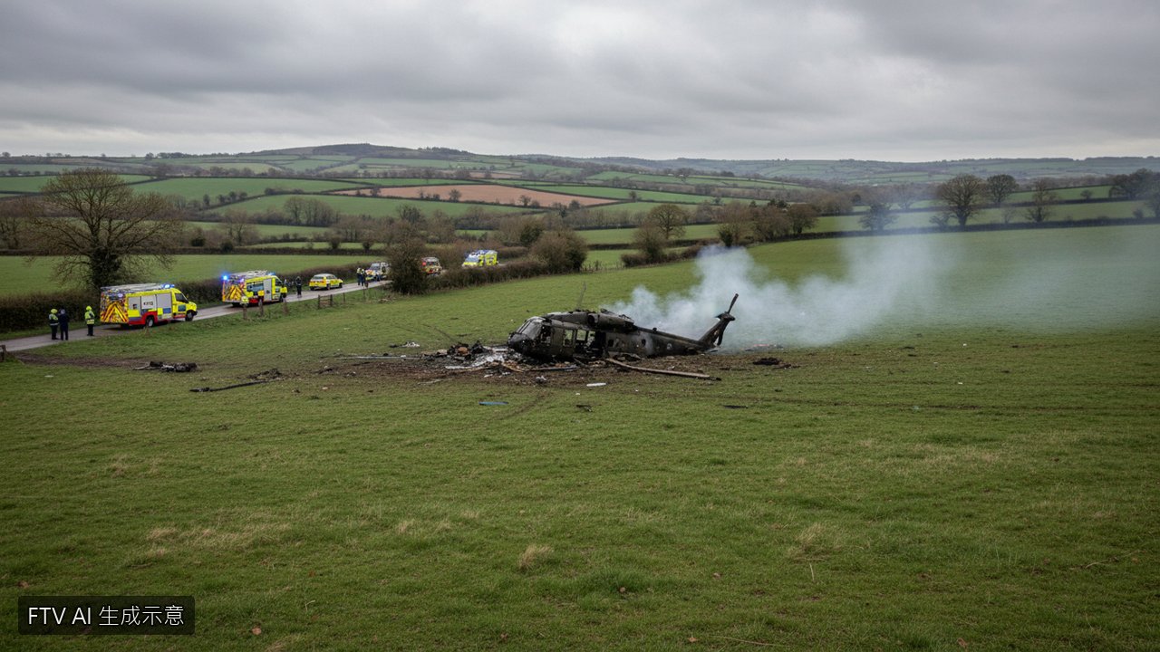 英國皇家海軍直升機墜毀英格蘭西南部 警消緊急趕赴現場調查