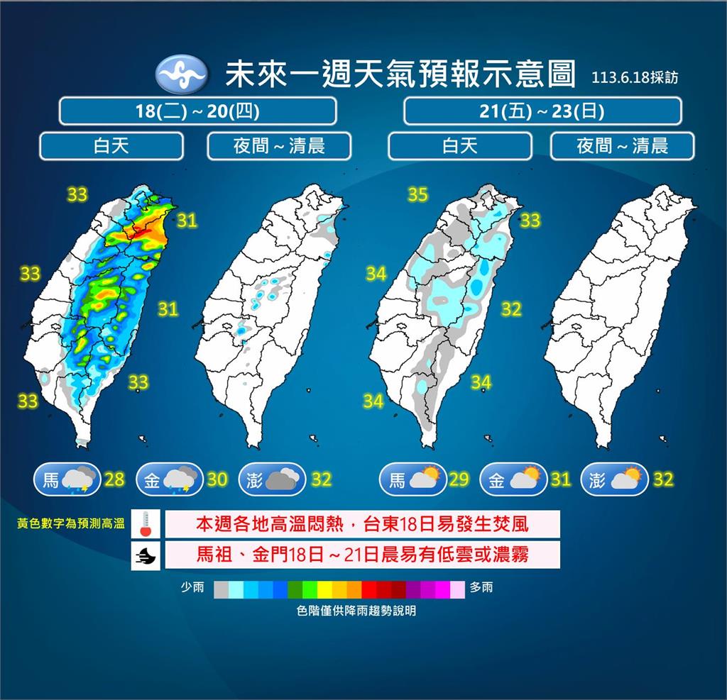 快新聞／週五起高溫更明顯！　氣象署：午後雷陣雨「這天起」範圍縮小