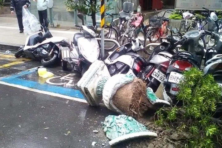 新手上路沒踩煞車 倒車迴轉連撞6機車