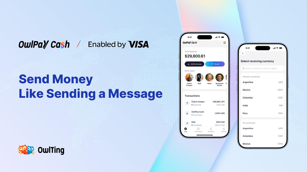 奧丁丁與 Visa 合作推出「OwlPay Cash」 瞄準美國全球跨境匯款市場