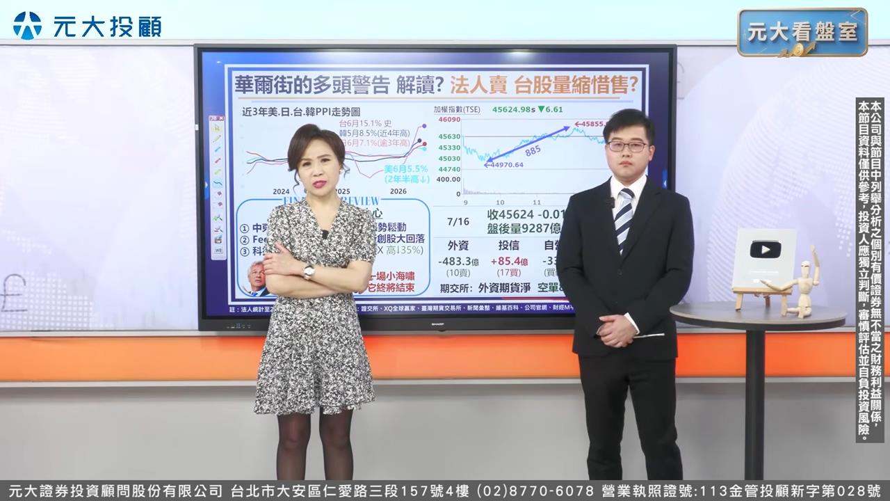 元大看盤室／台股小跌6點 走穩必看一訊號! 台積電賺翻!?