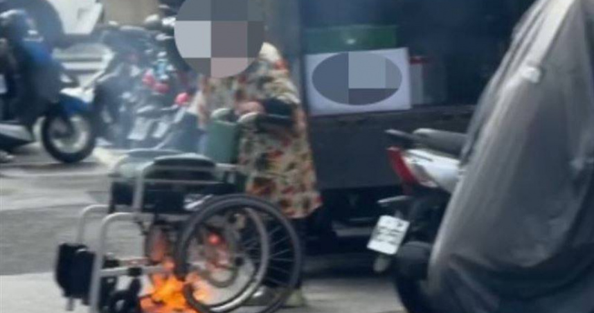 信義區鬧翻天!阿嬤路邊「火燒輪椅」嚇壞路人 勸阻被罵沒你的事