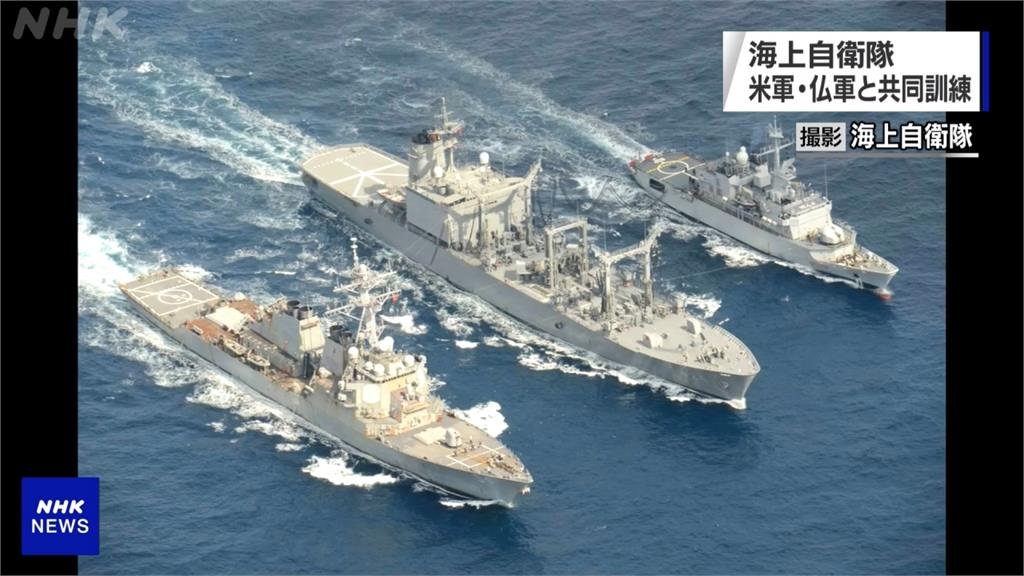 美日法三國軍艦 在九州海域聯合訓練