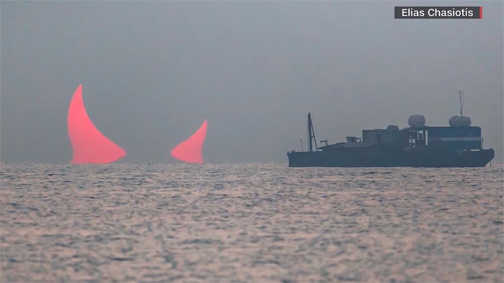 「血色惡魔角」海中升起...波斯灣出現罕見日食奇景