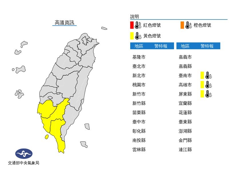 氣象局發布高溫資訊　台南玉井區達攝氏36.7度