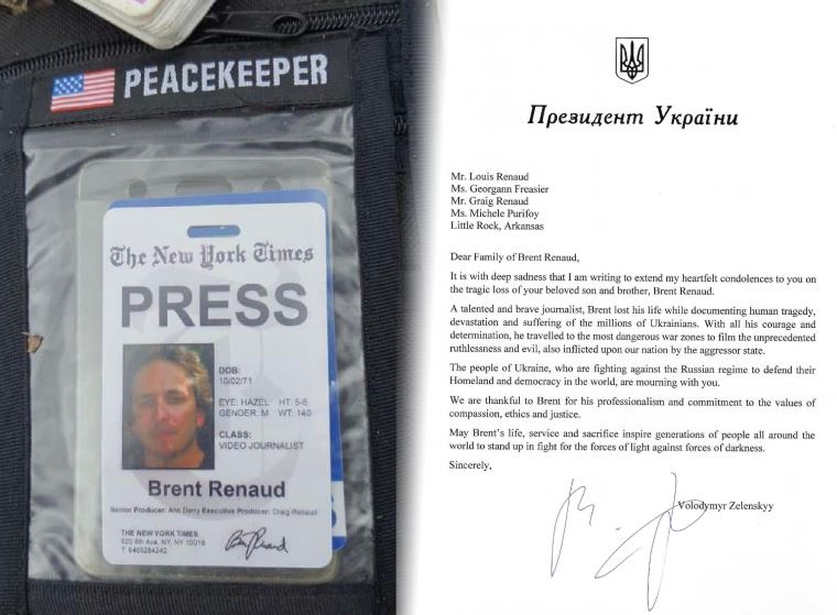 快新聞／美籍記者在烏克蘭遭俄軍槍殺　澤倫斯基寫信向家屬致哀「信件曝光」