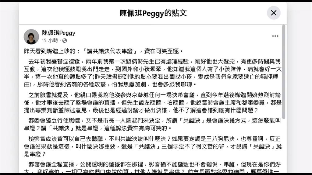 批檢「共識決就是串證」實在可笑！陳佩琪：王X狗屁決　我也尊重啊