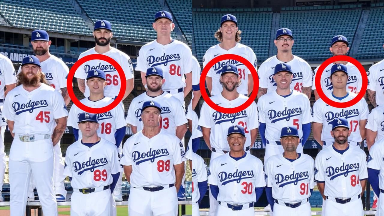MLB/道奇拍大合照「不用再P山本」!柯蕭+自由男站C位、大谷排紅中偏右