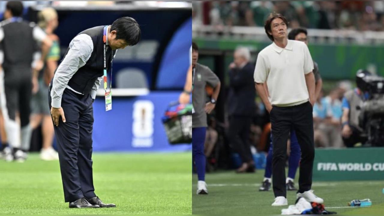 世足賽(影)／態度大不同！日森保一「向球迷鞠躬」、韓洪明甫卻「雙手插褲」被轟傲慢