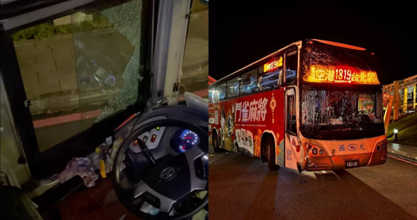 國光客運「桃機發車秒撞牆」！擋風玻璃全碎裂　釀31人傷