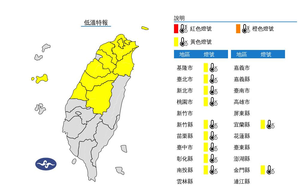 快新聞／寒流急凍！　11縣市低溫特報